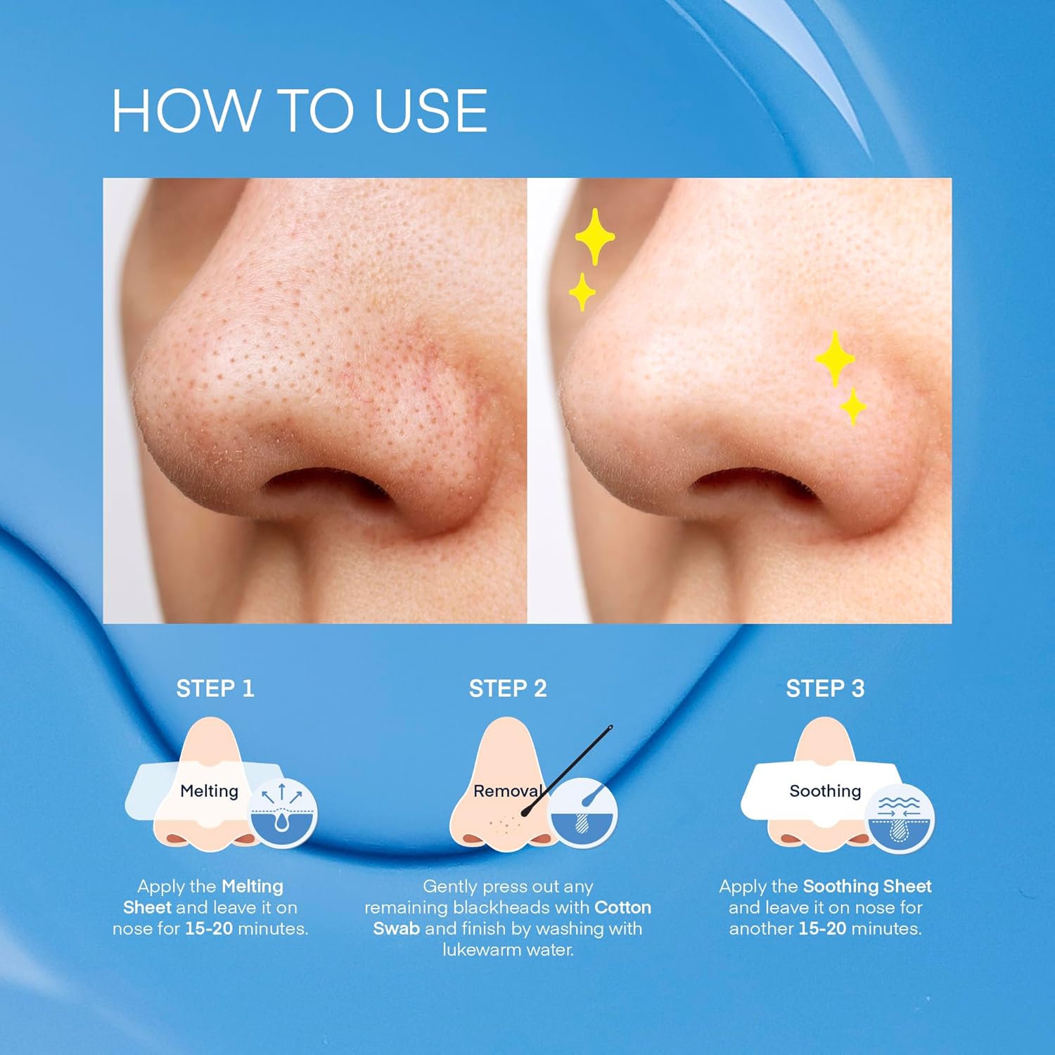 instructions of how to apply terez & honor blackhead remover nose patch