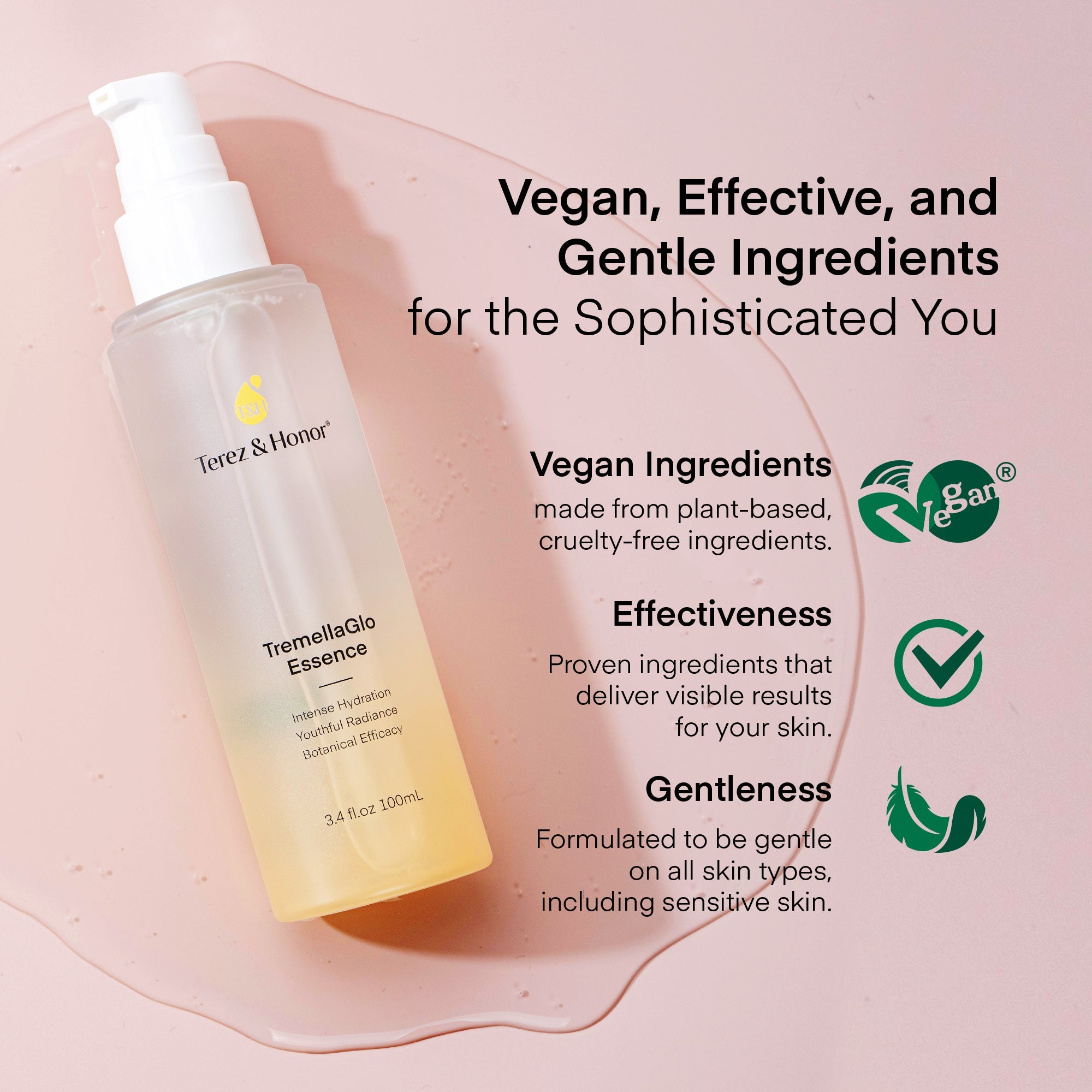 Terez & Honor TremellaGlo Essence, vegan and cruelty-free with effective and gentle ingredients for all skin types
