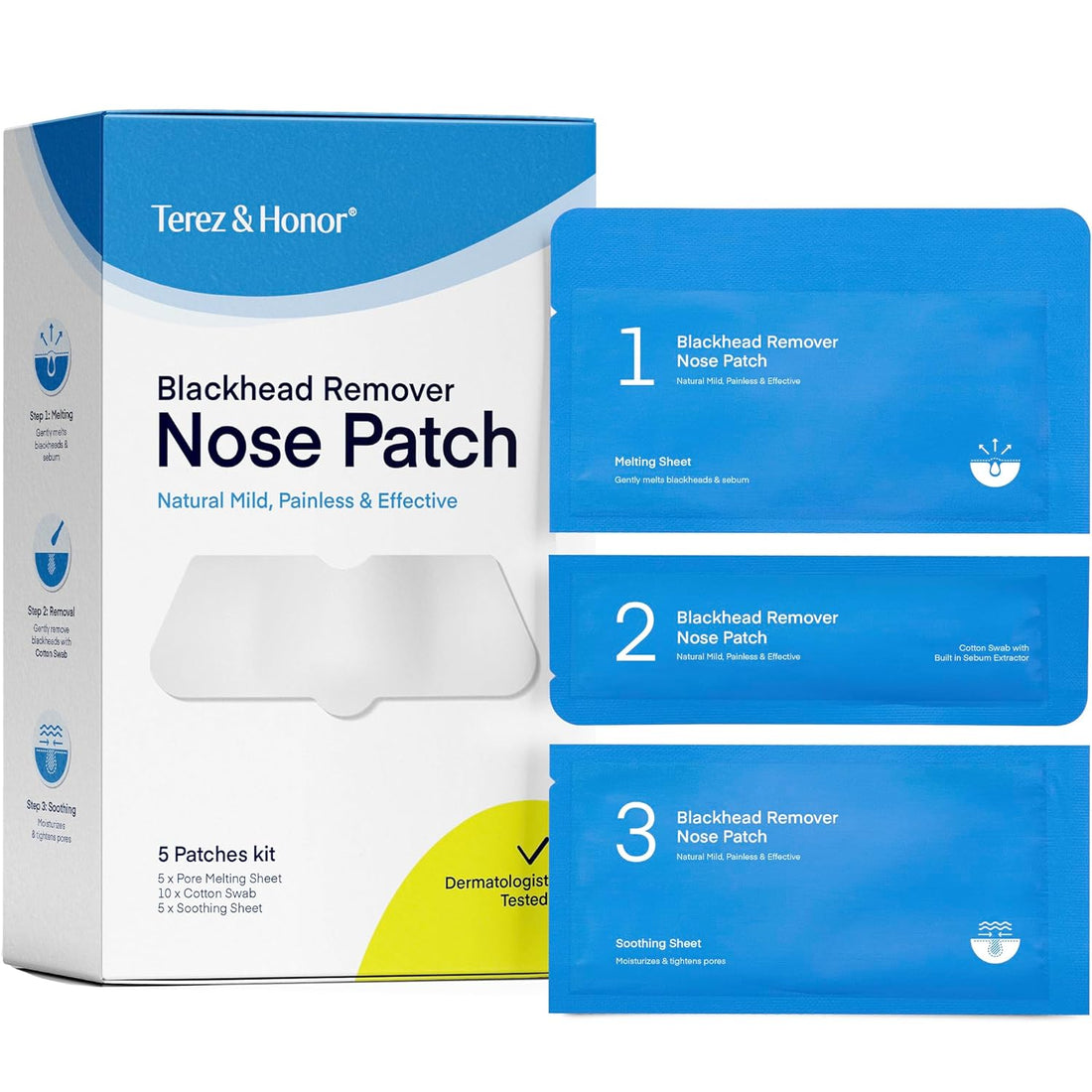 package and content of terez &amp; honor blackhead remover nose patch